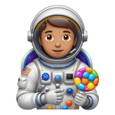 Cosmic astronaut holding a colorful candy, astro runtz sticker