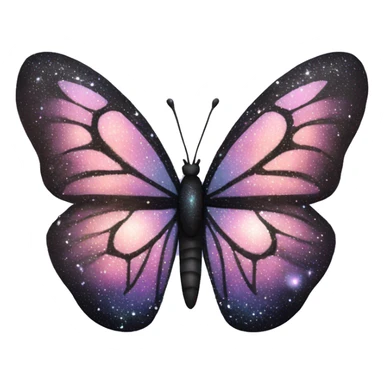 sparkly starry pastel black galaxy butterfly sticker