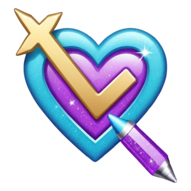 glitter purple and cian checkmark sticker