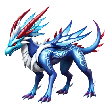 Futuristic Modern Epic Legendary Shiny Cyber-Suicune-Dialga-Reshiram-Creature, (full body) sticker