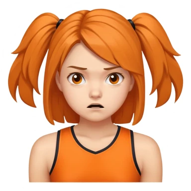 - Nữ
- 15 tuổi
- Da trắng
- Tóc gọn gàng, ngang vai
- Lập dị, khó gần
- Mặc áo cổ vũ cam
- Không cần tay, ảnh chân dung, miêu tả mặt khó chịu sticker