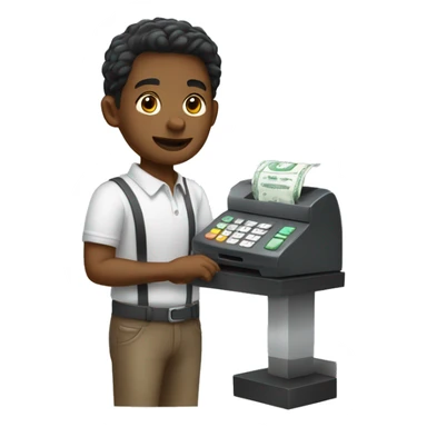 cashier with cash register sticker