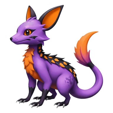 Rare epic aesthetic colorful Salandit-Noibat-Eevee-Genet-species-Fakemon-hybrid-creature, with markings, full body sticker