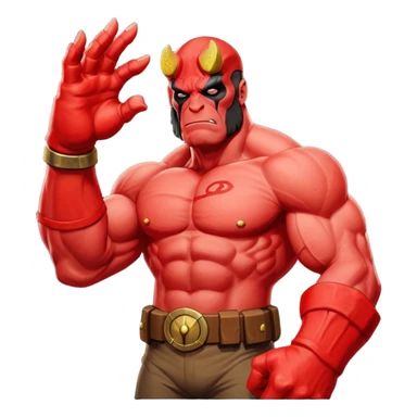 cinematic realistic portrait superhero Hellboy by Mike Mignola sticker