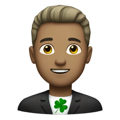 white man with four leaf clover sticker