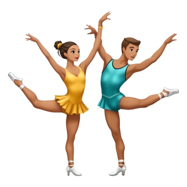 Icon for Sports Dance: a couple in competitive dance attire performing a synchronized dance with acrobatic lifts, dance shoes, rhythmic floor, and a competition backdrop. The icon should capture athleticism, technique, and precision in sports dance. Transparent background. sticker