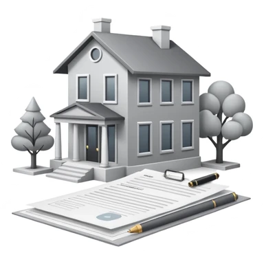 casa moderna blanca con gris con tramites legales sticker