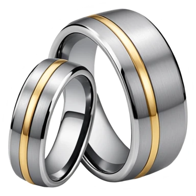 Two tone Tungsten silver and small gold trim metal ring sticker