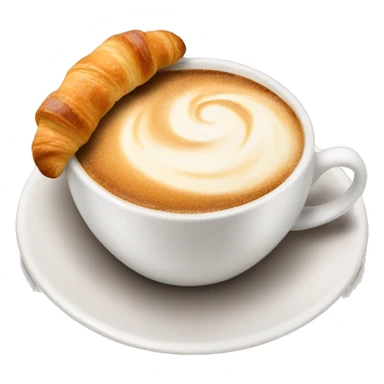 Cup of cappuccino with croissant sticker