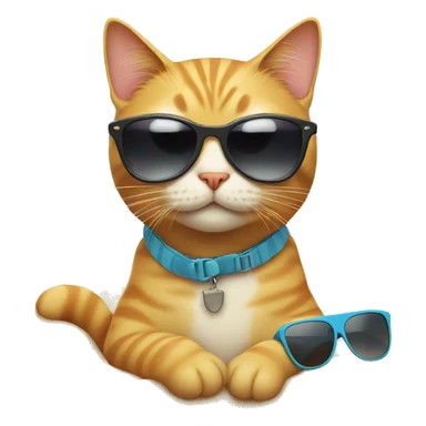 cat with sunglasses at the beach sticker