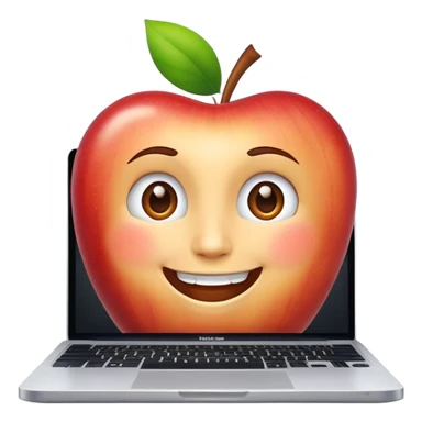face on an Apple laptop sticker