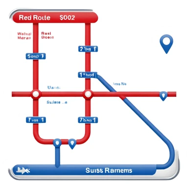 Map Panel – red route diagram, Subway Sign. sticker