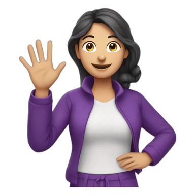 Armenian woman saying hello and giving five with happy face  in purple clothes  sticker