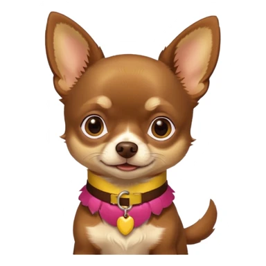 Chihuahua color chocolate con las patitas y pecho color café claro, un pequeño collar amarillo  sticker