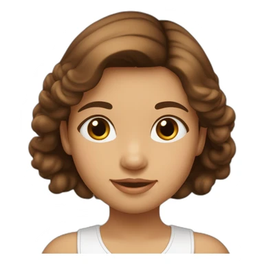 niña pelo marron liso, ojos marrones y blanca de piel sticker
