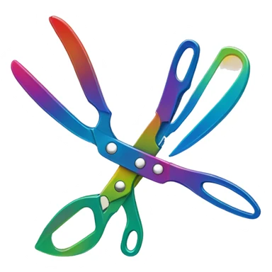two scissors cutting eachother with a rainbow background  sticker