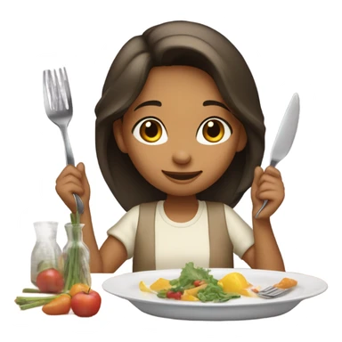 Girl, getting ready to eat dinner sticker