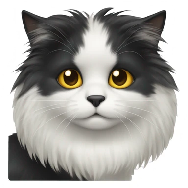black cat long-haired with half white head sticker