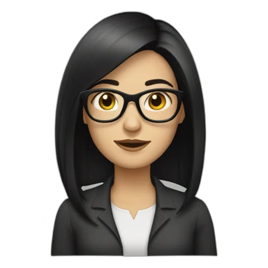 white woman with straight, black hair and black glasses sticker