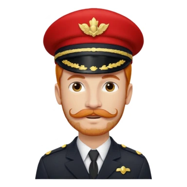 bellboy face long hair ginger bellboy red hat mustache sticker