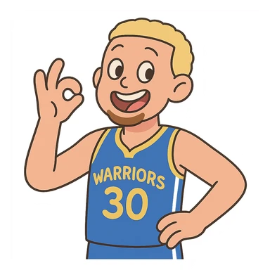 pastel toon style Stephen Curry with blonde hair, no beard, cheerful expression sticker