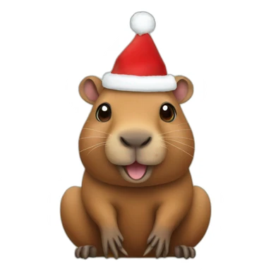Capibara with a Christmas hat sticker