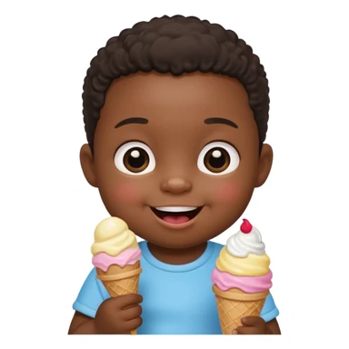 a little black sitting baby, eat ice cream sticker