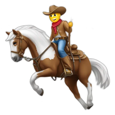 Cowboy blanc sur un cheval qui brandit un drapeau américain sticker