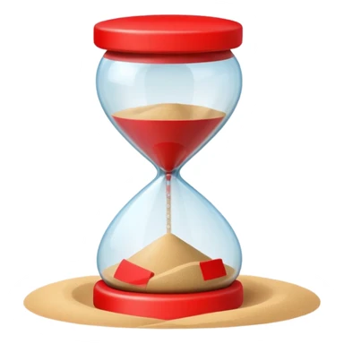 hourglass with a red stop sign sticker