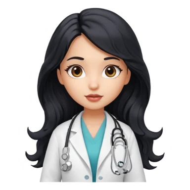 a pretty bratz light dusky girl s a doctor with long wavy black hair  sticker
