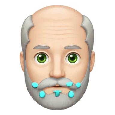 Greenish grey eyed adult man with greyish very short poor hair and a extremely long beard. Pale skin. sticker