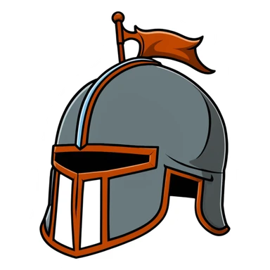 antique medieval helmet with light rust and battle-worn appearance sticker