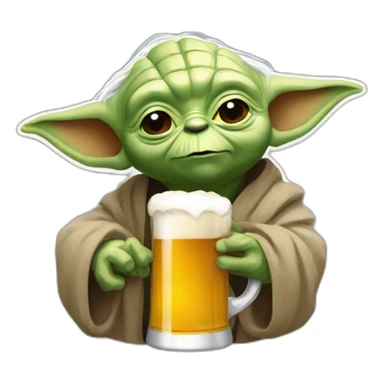 Yoda buvant une bière sticker