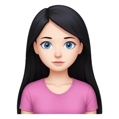 Instagram-girl, long hair, black hair, blue eyes, pink undershirt sticker