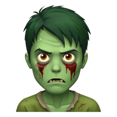 crie um emoji de zumbi homen de cabelo preto grande de emo bagunçado assim🧟 sticker