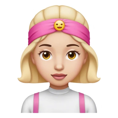 Emoji diet under eyes and pink headband sticker