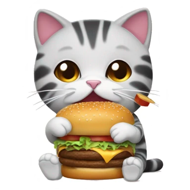 gatito comiendo hamburguesa sticker