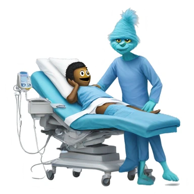 blue grinch getting knee surgery sticker