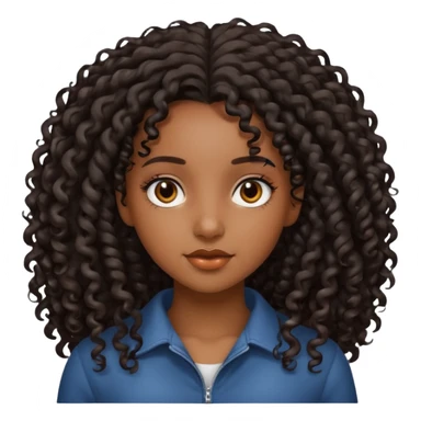 Black girl with long curly hair sticker