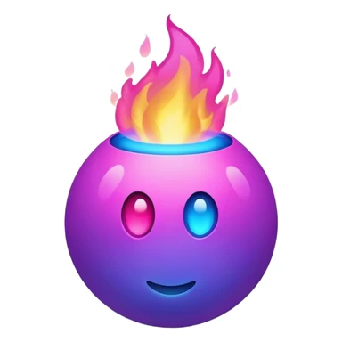 purple pink blue ball with purple fire sticker