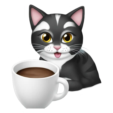 Christmas cat black and White with hot chocolate  sticker