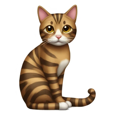 Brown striped cat sitting Christmas tree  sticker