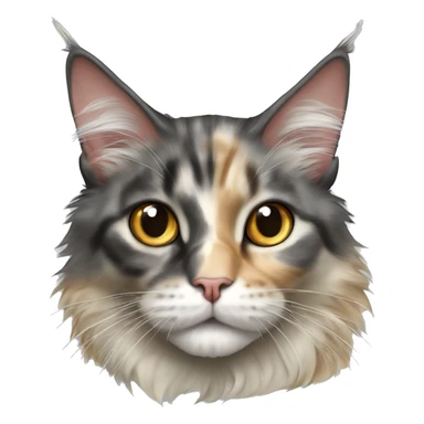 Maine coon dilute Calico half face colored  sticker
