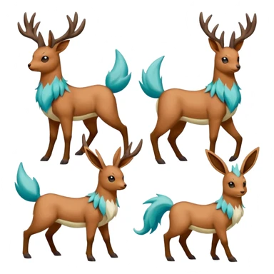 Stantler-Glaceon-Skiddo-Mudbray-Amaura-Flareon-Virizion-fusion-Pokémon-monster (full body) sticker