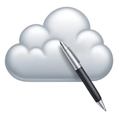 A cloud of thoughts with a pen sticker