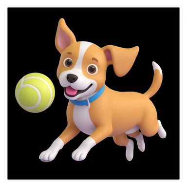 dog chasing ball in forrest, close up pose sticker