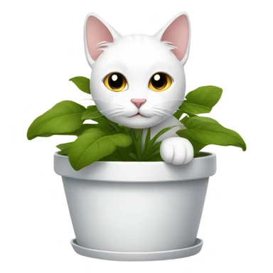 white cat in flower pot sticker