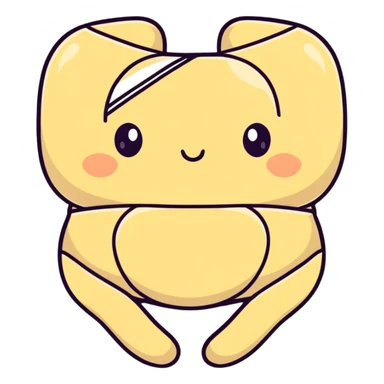 A cute cartoon stomach being repaired with a bandage and healing sticker