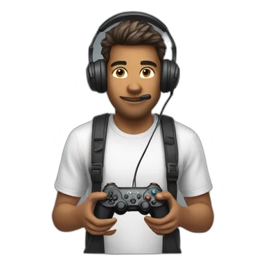 gamer wearing headset gaming on controller sticker