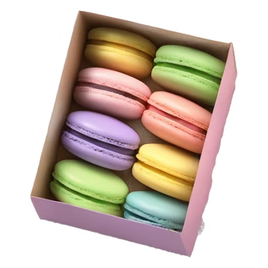 Realistic rectangle box of pastel macaron cookies lined up into the box sticker